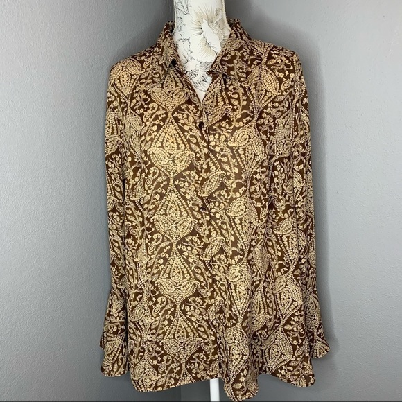 Lane Bryant Paisley Floral Bell Sleeve Top 18/20 - Picture 1 of 4